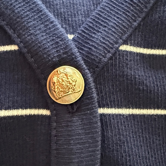 Ann Taylor Navy and White Striped Tank Top with Gold Buttons - Picture 4 of 5